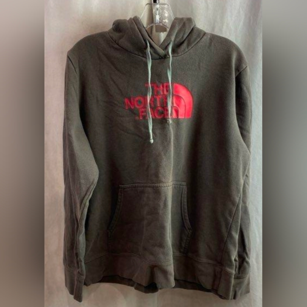 The North Face Women's Dark Gray/Red Graphic Logo Fleece Lined Hoodie Size XL - Picture 1 of 4